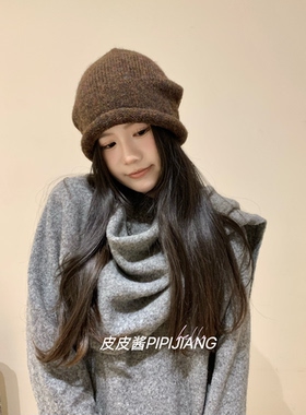秋冬复古日系保暖针织堆堆帽女