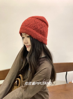 秋冬复古百搭保暖针织冷帽女