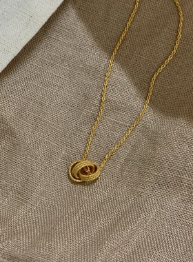 法式复中古三环环相扣麻花项链高端轻奢小众级设计感精致百搭颈链