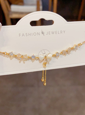 欧美复古镶满钻锆石蝴蝶结手链轻奢高端小众级设计感精致百搭超闪