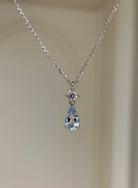 月神之泪清冷感透海宝蓝帕托石项链轻奢高端小众级感百搭锁骨颈链