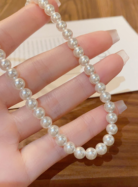 欧美复古玻璃珍珠项链轻奢高端小众级设计感精致气质名媛锁骨颈链