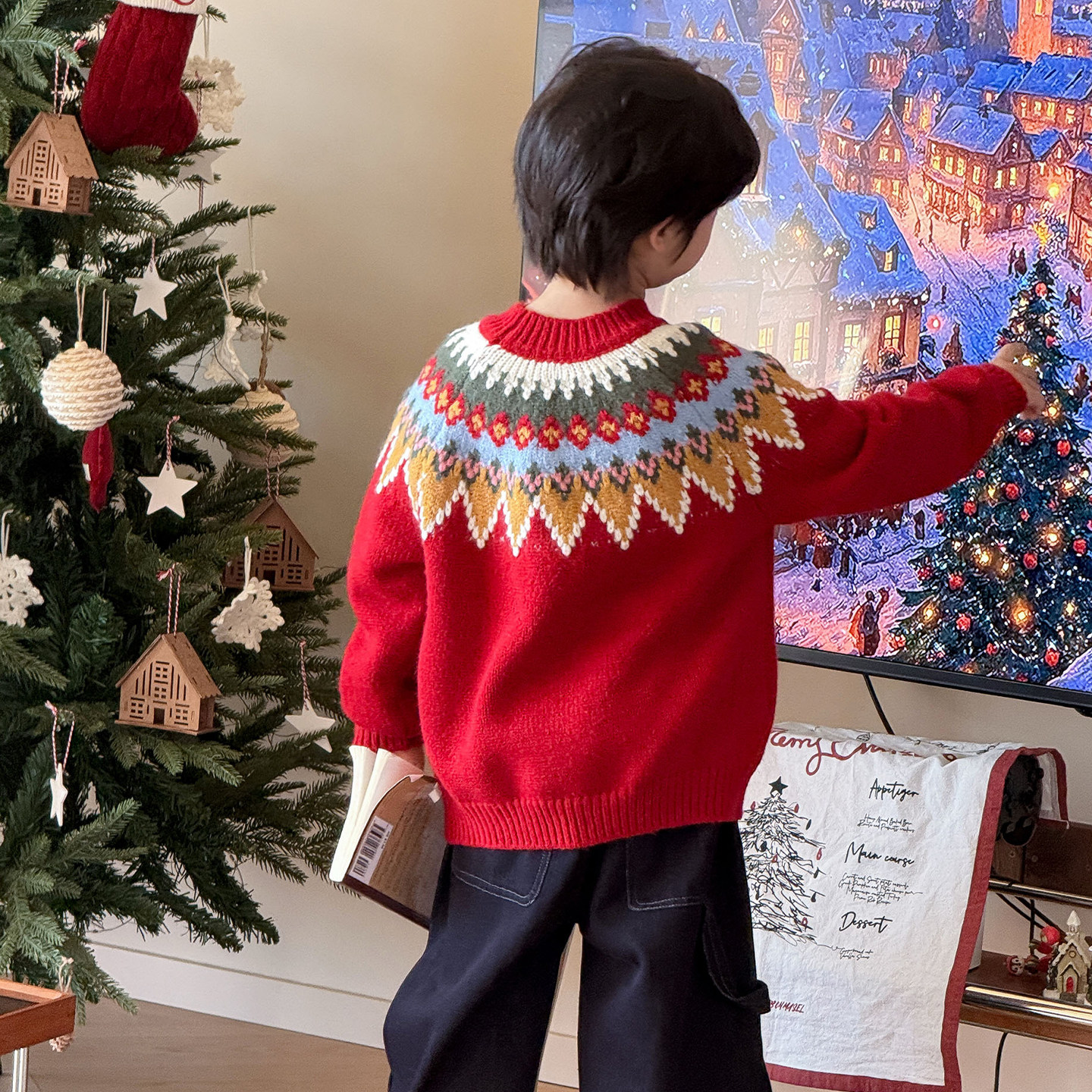 2025冬季新男女童柔软费尔岛毛衣儿童圣诞针织衫上衣童装新年年服,淘宝优惠券,粉丝福利购,淘宝优惠卷
