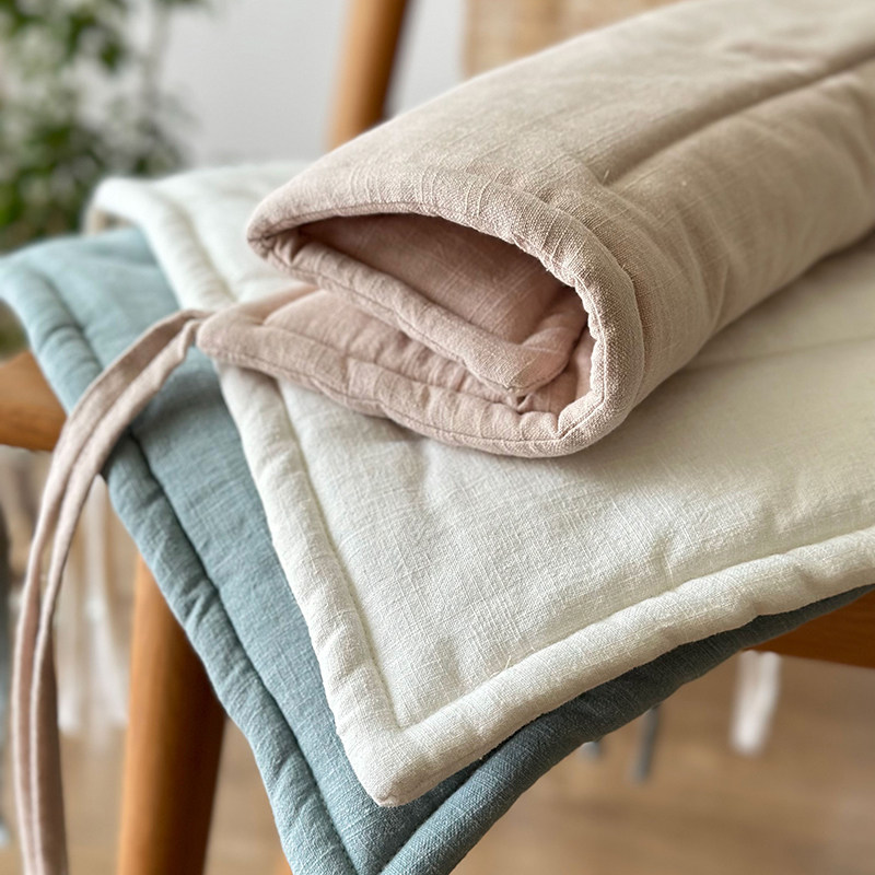 薄款透气纯色简约中式棉麻亚麻办公室四季坐垫餐椅垫座垫防滑定制 - 图2
