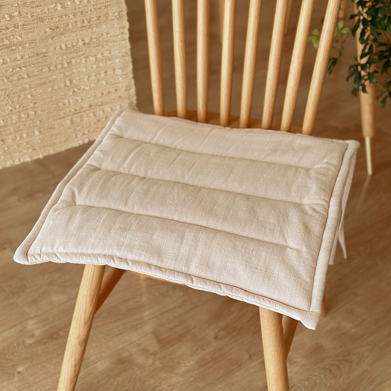 薄款透气纯色简约中式棉麻亚麻办公室四季坐垫餐椅垫座垫防滑定制 - 图0