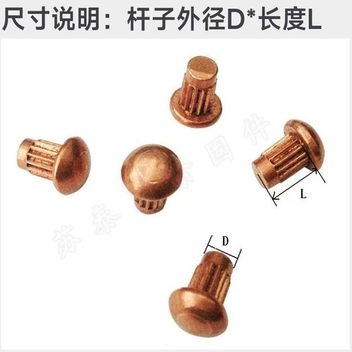 紫铜标牌铆钉 铝铭牌滚花铆钉 商标铆钉 GB82  M2/2.5/3/4 - 图1