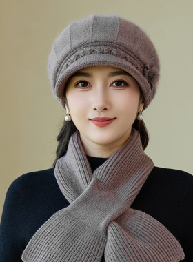 JAYOCXN帽子女防寒加绒保暖加厚毛线帽中老年针织中老年人妈妈帽