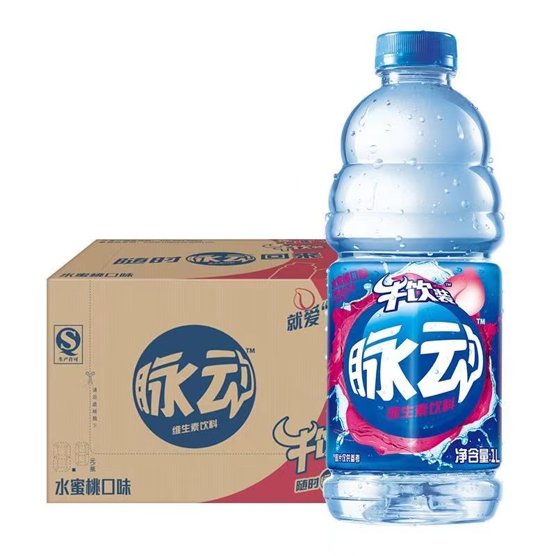 脉动维生素饮料白桃味1L*12大瓶整箱可选补充维生素C低糖运动饮料-图0