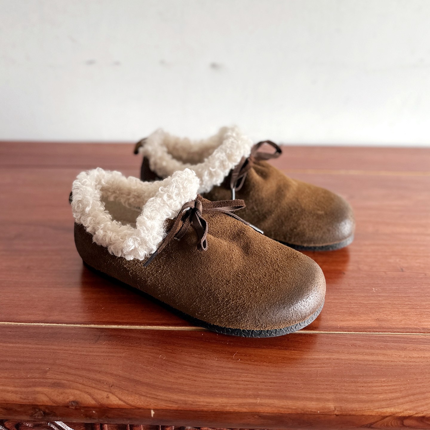 【烁掌柜】复古文艺范手工真皮女鞋头层牛反毛皮保暖舒适系带棉鞋 - 图2