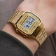 Casio watch CASIO A168WG-9W retro trendy square seven-year power steel strap waterproof small gold watch
