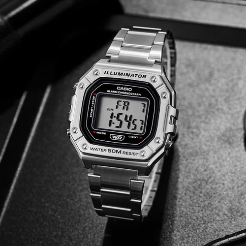 Casio卡西欧小方块手表运动防水多功能学生手表W-218H-1B - 图2