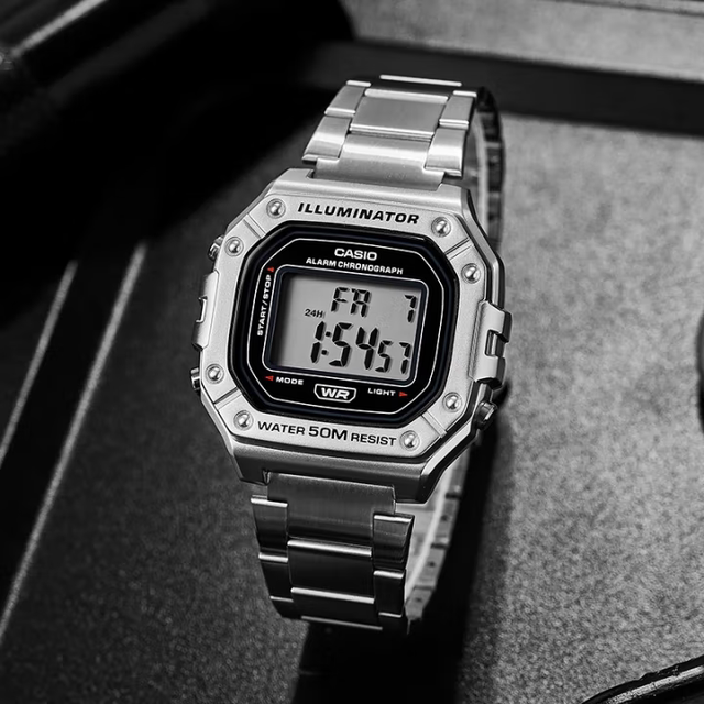 Casio Casio small square watch sports waterproof multifunctional student watch W-218H-1B