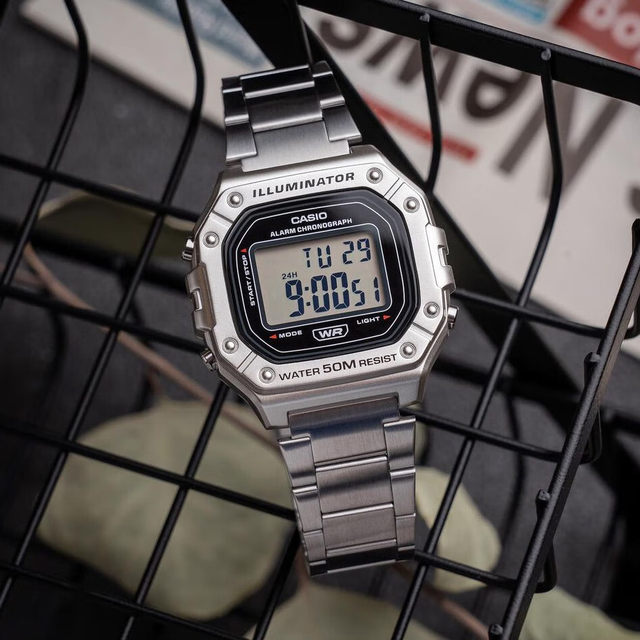 Japanese genuine Casio Casio watch men's sports student small square digital display waterproof watch W-218HD-1A