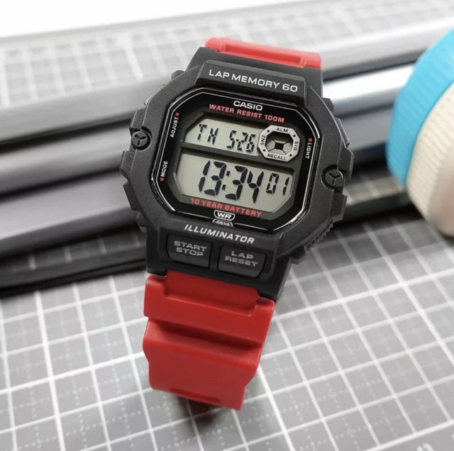 CASIO Casio small square watch men's retro student sports function WS-1400H-4A