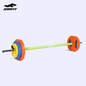 JOINFIT举重杠铃套装 家用女士小孔包胶杠铃片 健身房跳操练臂肌