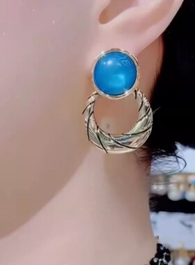 网红女法式复古金属夸张耳环