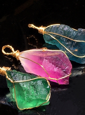 男女萤石天然绕丝原矿原石装饰品