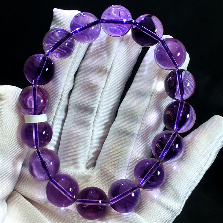 天然玻利维亚紫黄晶手链透体乌拉圭紫水晶单圈手串男女同款饰品 - 图0