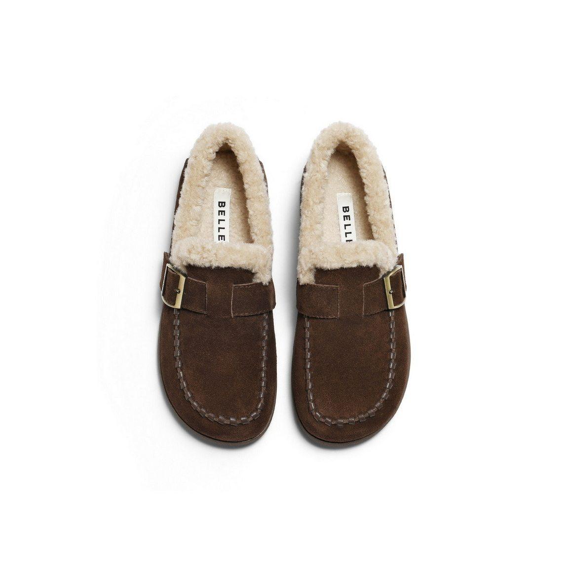 专柜正品百丽2026春新款女鞋复古厚底勃肯鞋保暖毛毛单鞋F3W1DAM6,淘宝优惠券,粉丝福利购,淘宝优惠卷