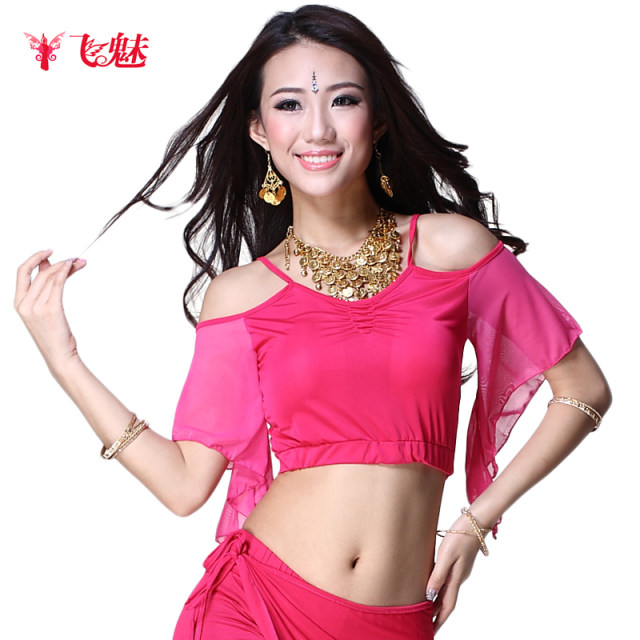 Belly dance practice clothes mesh top Feimei