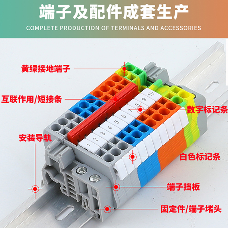 纯铜ST-2.5/4/6灰色导轨式弹簧接线端子排快速直插型STTB接地端子-图1