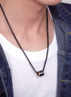 项链男小众韩版简约潮人个性挂件
