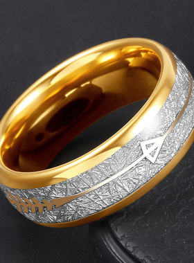 钨金金色男戒个性时尚