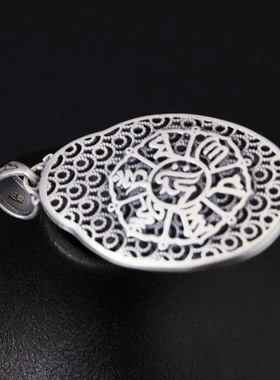 男士民族风复古手工观音吊坠足银