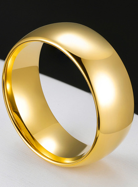 GDE男女钨金镜面戒指黄金光泽
