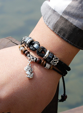 朋克貔貅皮手链男潮人男生手饰品