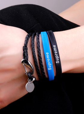 手链男韩版潮学生个性混搭硅胶