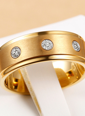 戒指男ins潮钨金仿真钻戒刻字