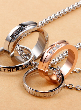 情侣项链一对高级感吊坠双环挂件