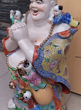 恭喜发财多仔五子弥勒佛瓷雕像62