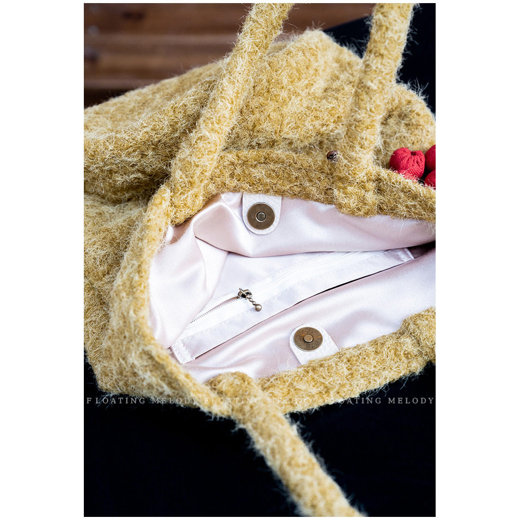 浮月笙原创·秋冬复古文艺风姜黄色手拎水桶包羊毛呢新年礼物,淘宝优惠券,粉丝福利购,淘宝优惠卷