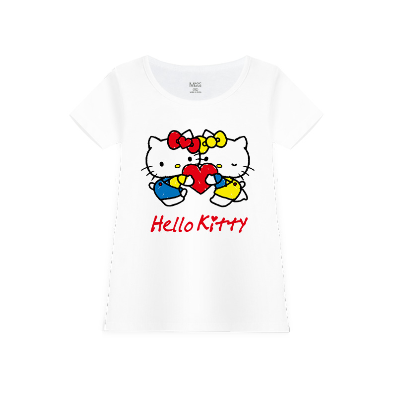 凯蒂猫Hellokitty女童t恤短袖布丁狗哈喽Kitty儿童半袖女夏联名猫 - 图3