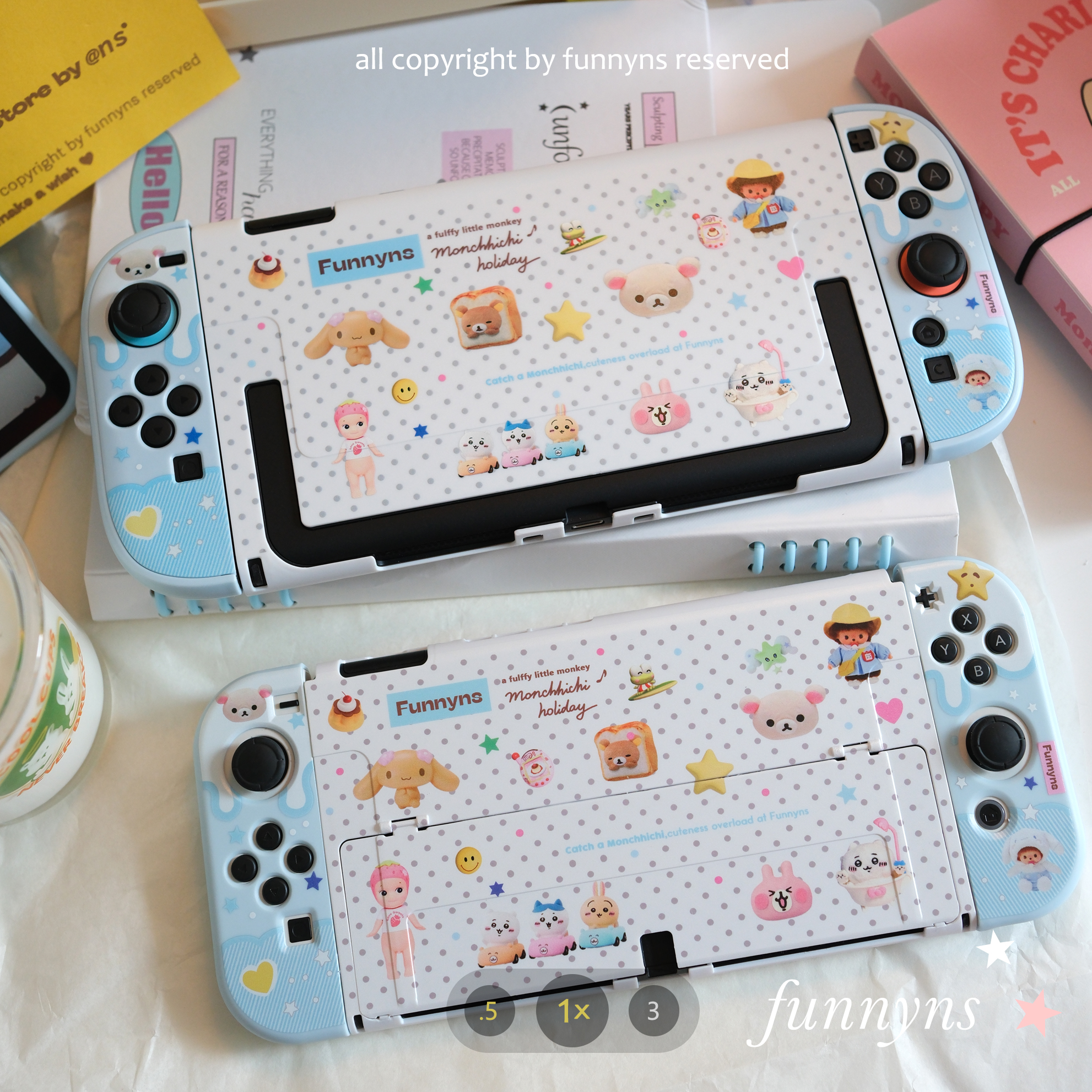 超可爱chiikawa撞色粉蓝 switch2 保护套Switch2配件防尘罩底座壳 - 图1