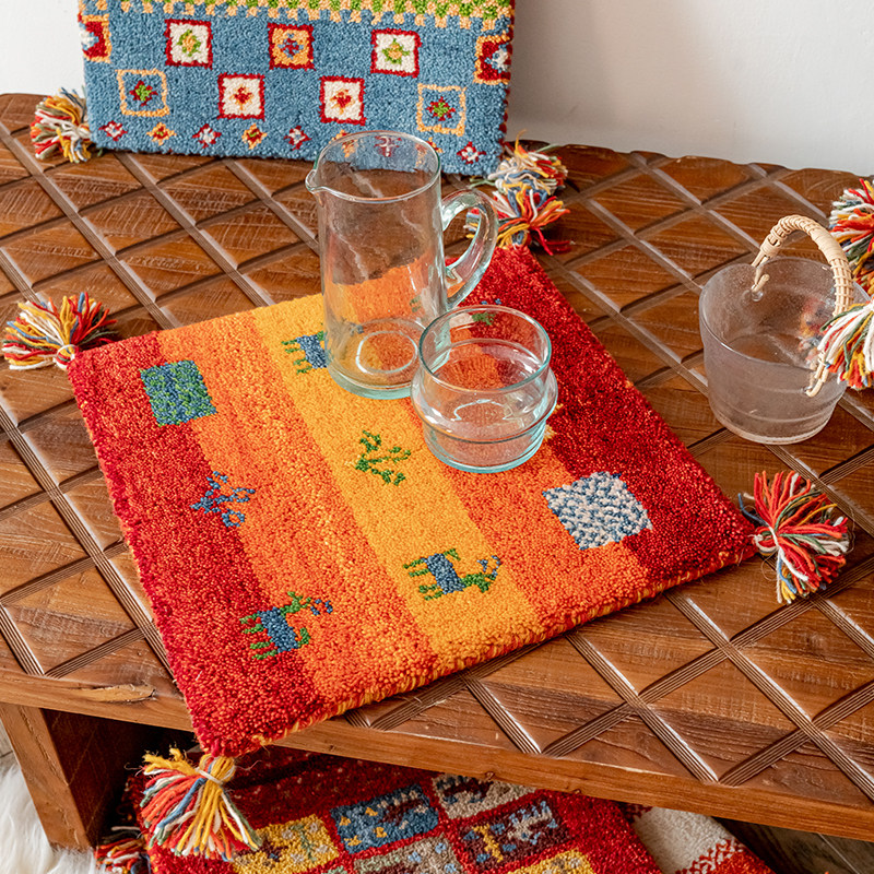 视觉味道无胶Gabbeh印度进口手工羊毛小地毯可爱沙发椅垫创意脚垫,淘宝优惠券,粉丝福利购,淘宝优惠卷