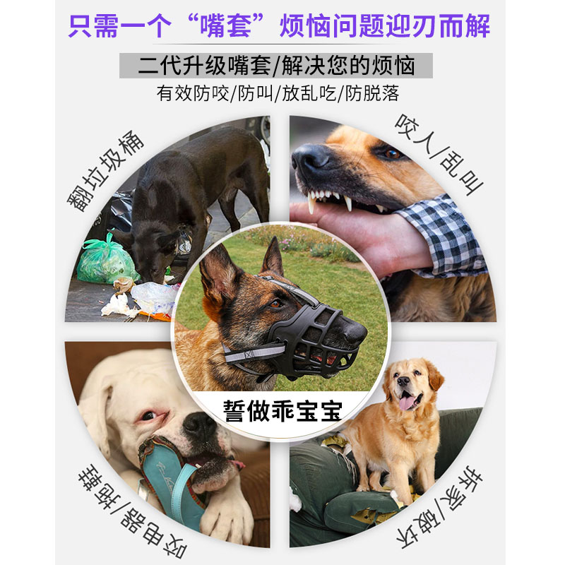 狗狗嘴套防咬口罩防乱吃小大型犬马犬拉布拉多宠物防叫嘴巴套嘴罩 - 图1