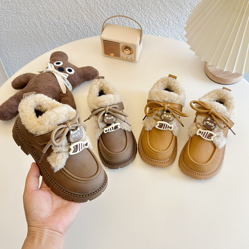 儿童马丁靴2025冬季新款韩版女童加绒保暖休闲短靴男童加棉乐福鞋,淘宝优惠券,粉丝福利购,淘宝优惠卷