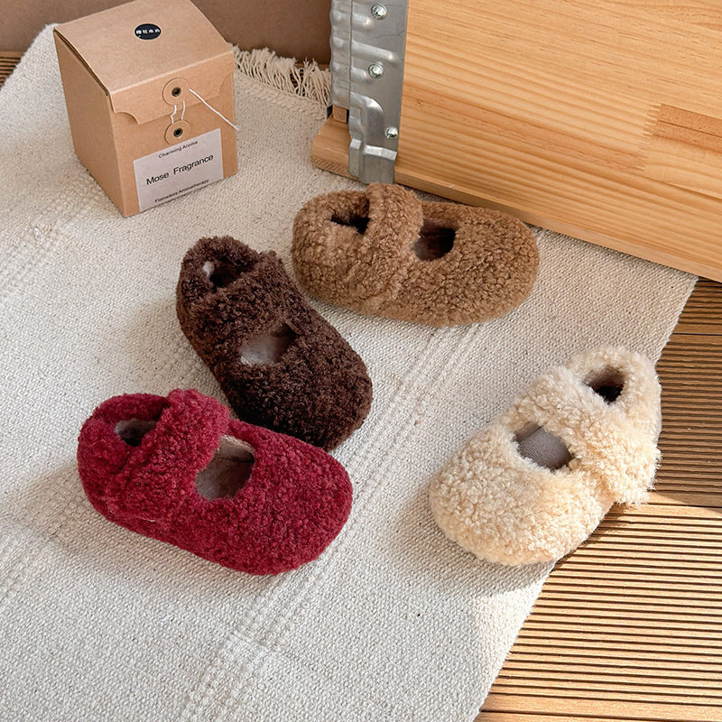 ins法式加绒毛毛鞋2025冬季新款韩版女童保暖公主鞋男童豆豆棉鞋,淘宝优惠券,粉丝福利购,淘宝优惠卷