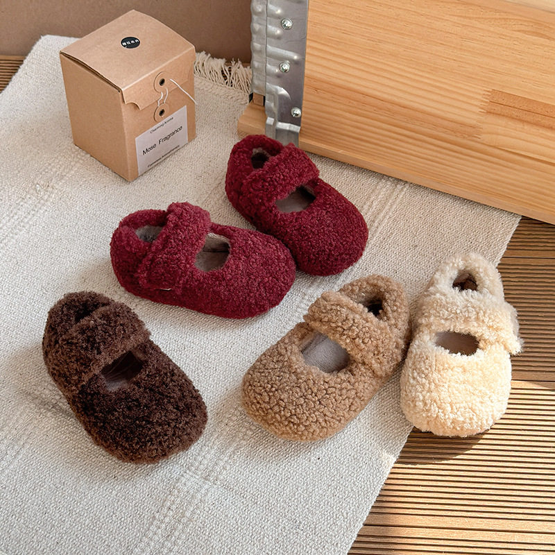 ins法式加绒毛毛鞋2025冬季新款韩版女童保暖公主鞋男童豆豆棉鞋,淘宝优惠券,粉丝福利购,淘宝优惠卷