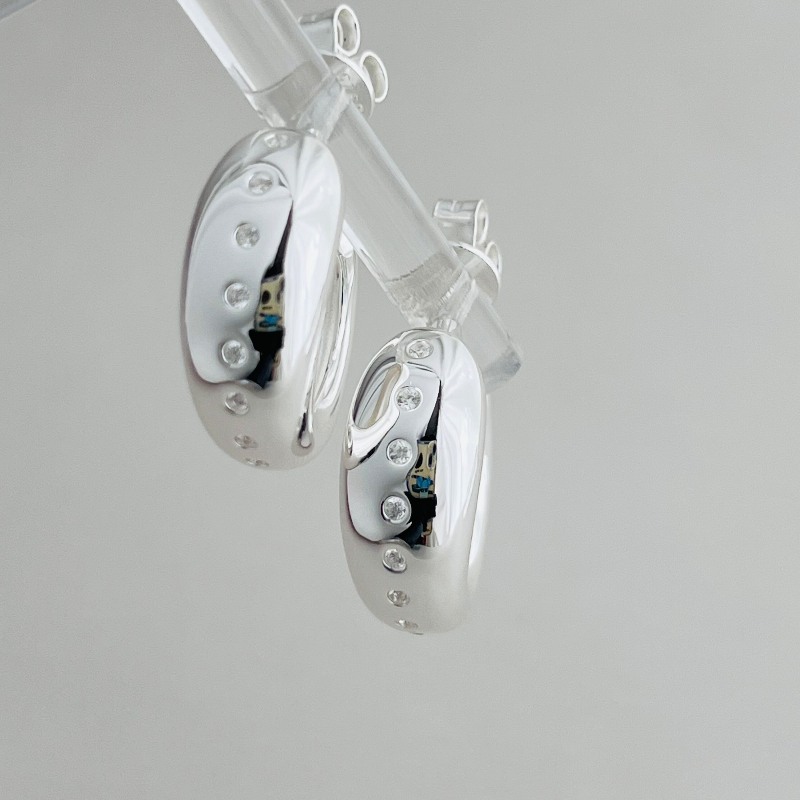 WZ&SILVER设计师款通体S925银镶钻耳圈重工高级百搭时尚简约,淘宝优惠券,粉丝福利购,淘宝优惠卷