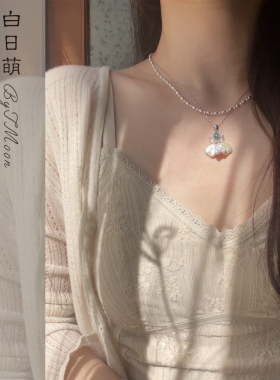 绽放|白日萌原创设计巴洛克珍珠项链梦幻小众毛衣链闺蜜纯银饰品