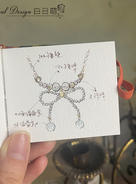 天然海蓝宝切面蝴蝶结项链