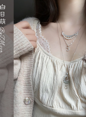 原创白水晶珍珠银项链