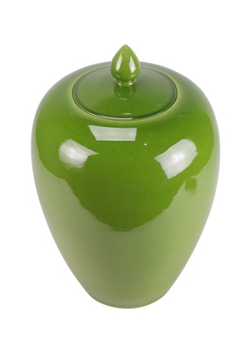 景德镇陶瓷黄绿蓝颜色釉冬瓜罐储物罐子带盖家居客厅玄关花瓶摆件