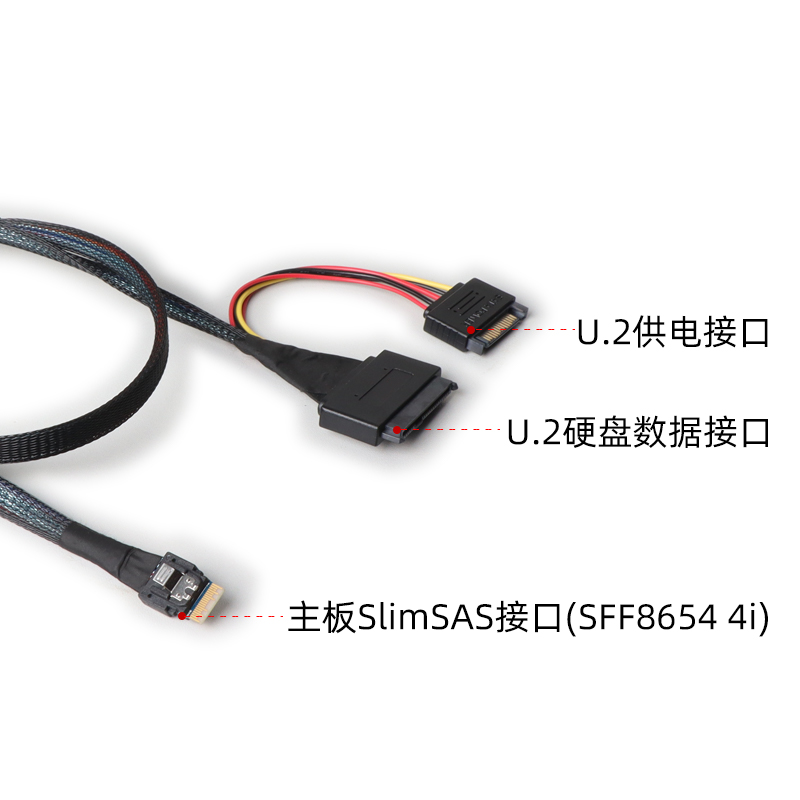 JEYI佳翼U.2固态硬盘转slimsas接口pcie4.0主板SFF-8654 4i转接线 - 图1