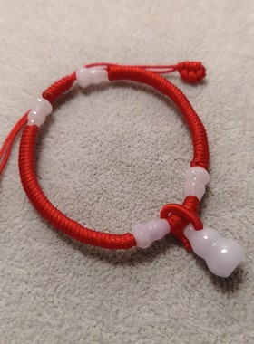 五福翡翠小葫芦亲子红手绳手工原创本命年女款宝宝儿童小众玉生日