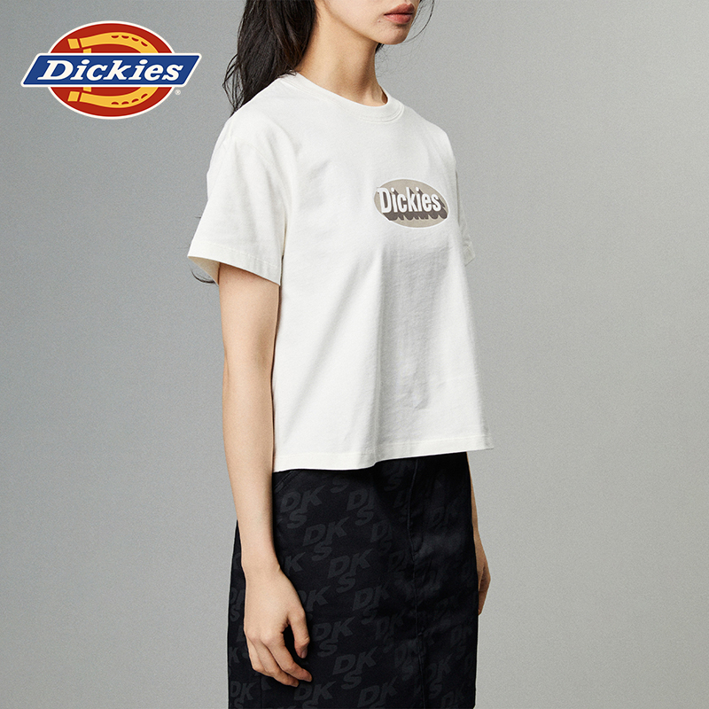 Dickies24春夏新品前胸3Dlogo字母印花高腰短款 宽松短袖T恤 女款 - 图2